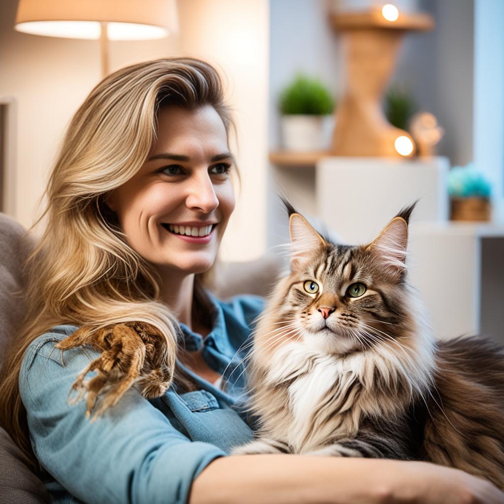 Bonding with Maine Coon Cat