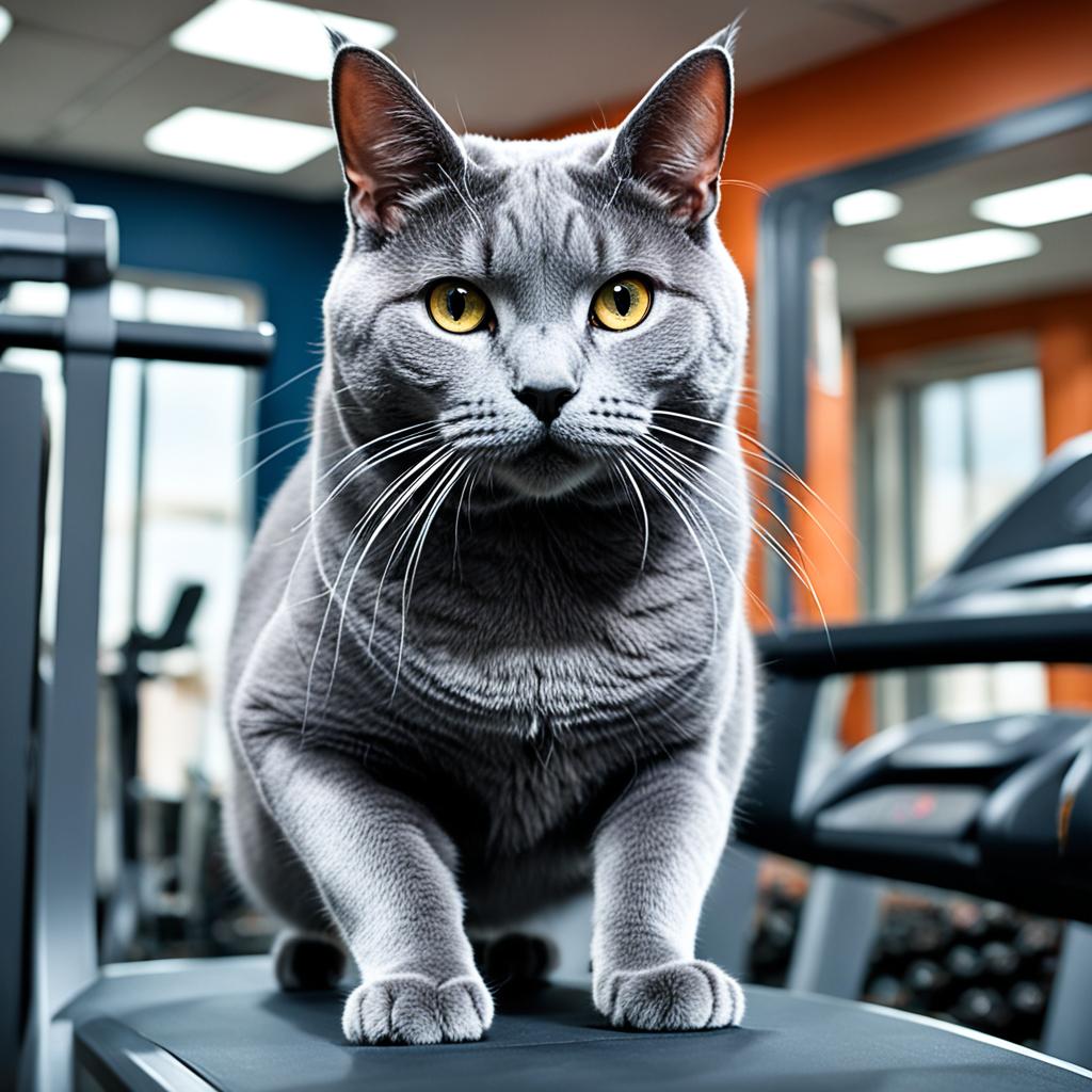 Exercise for overweight Russian Blue cats