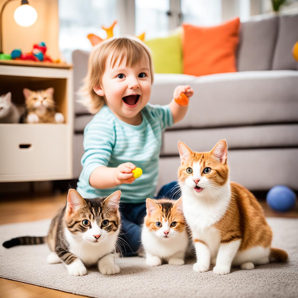 Japanese Bobtail Cats Socializing with Kids