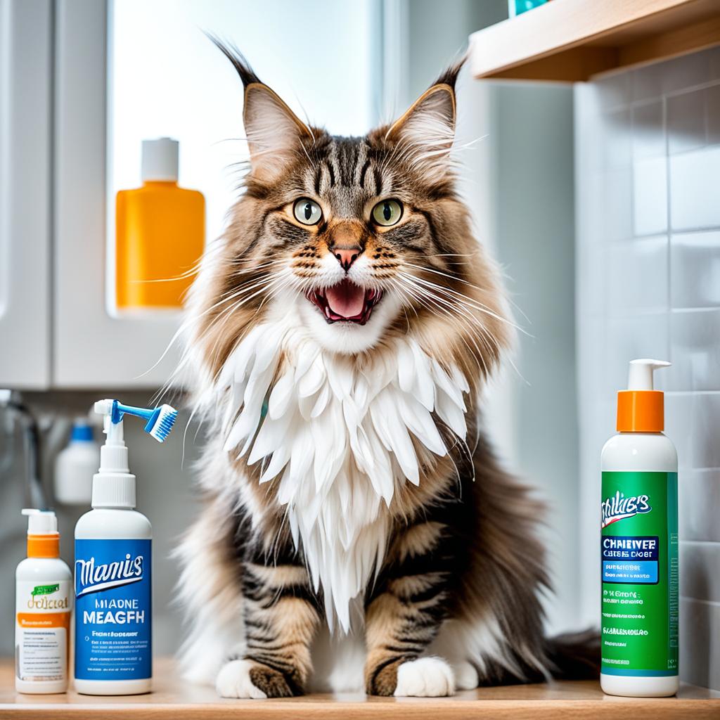 Maine Coon cat teeth cleaning