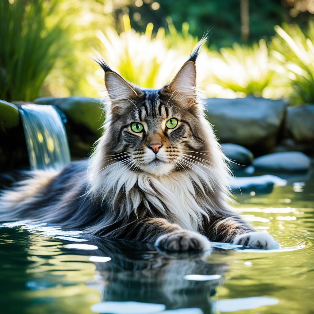 Maine Coon cats and water