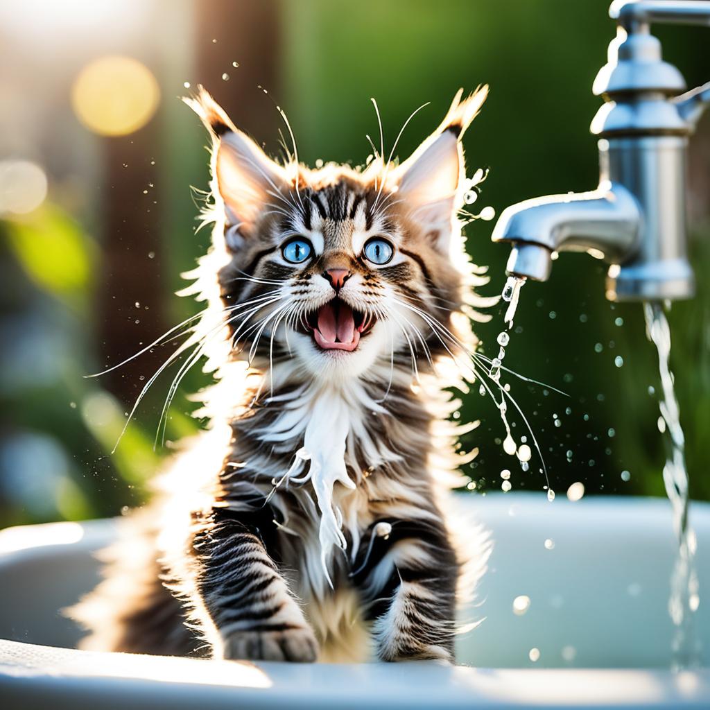 Maine Coon cat's water affinity