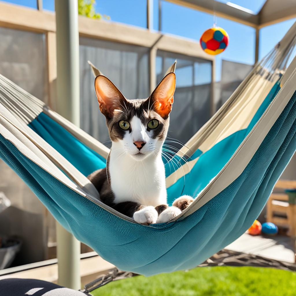 Oriental shorthair cat outdoor play area