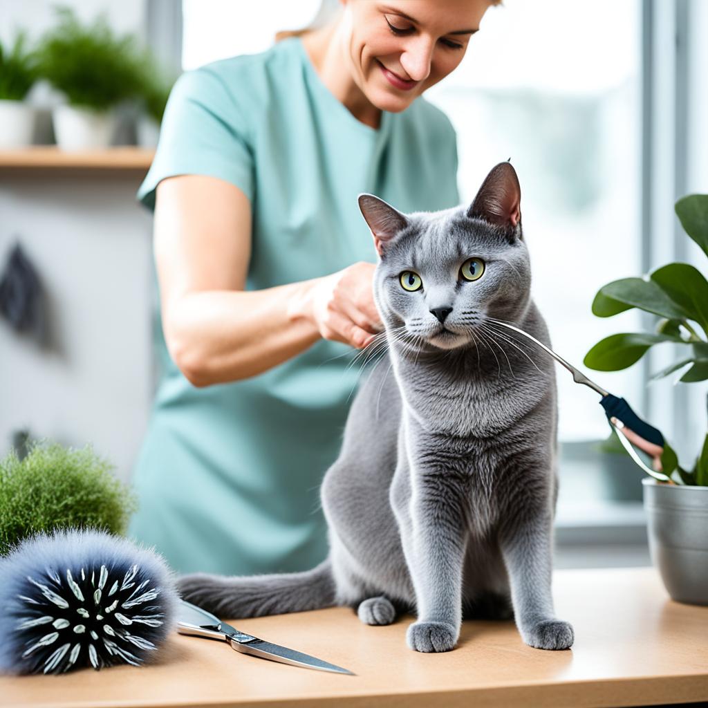 Russian Blue Cat grooming routine