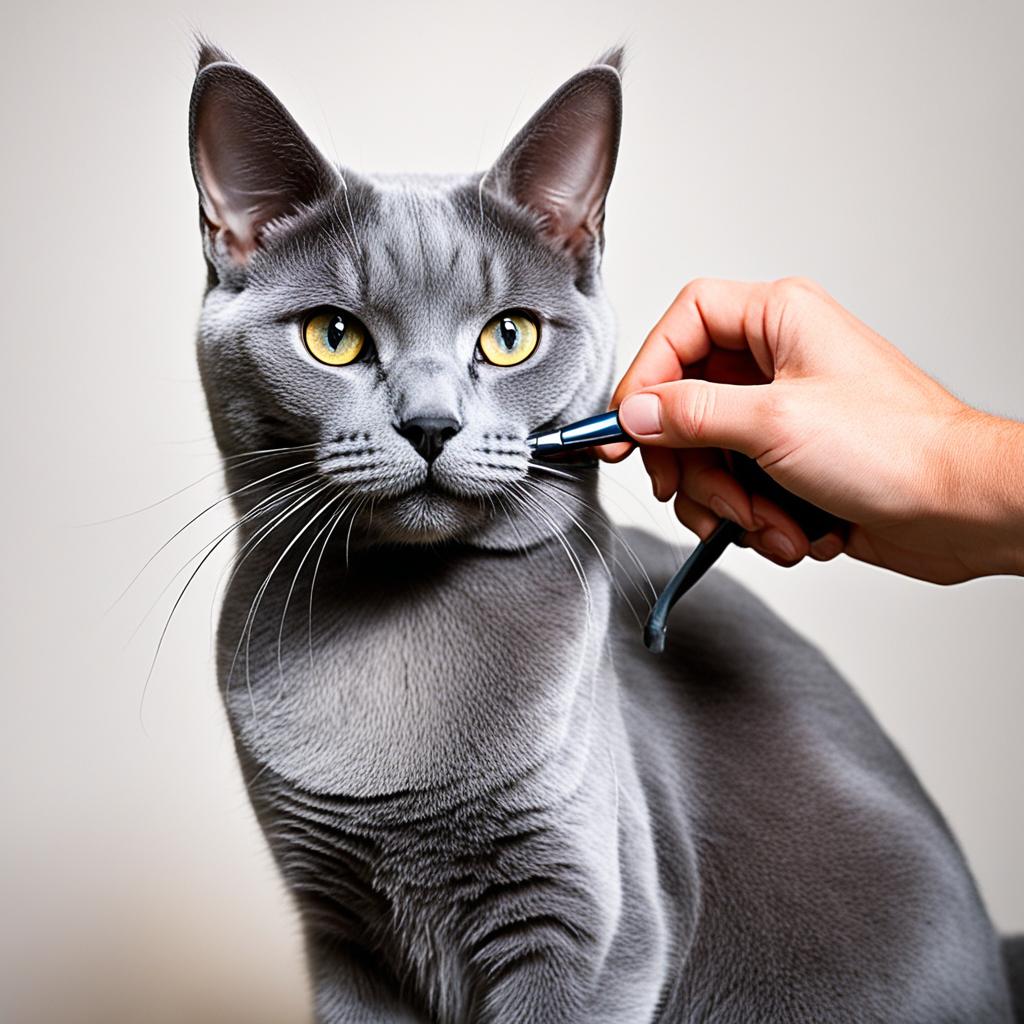 Russian Blue cat grooming frequency