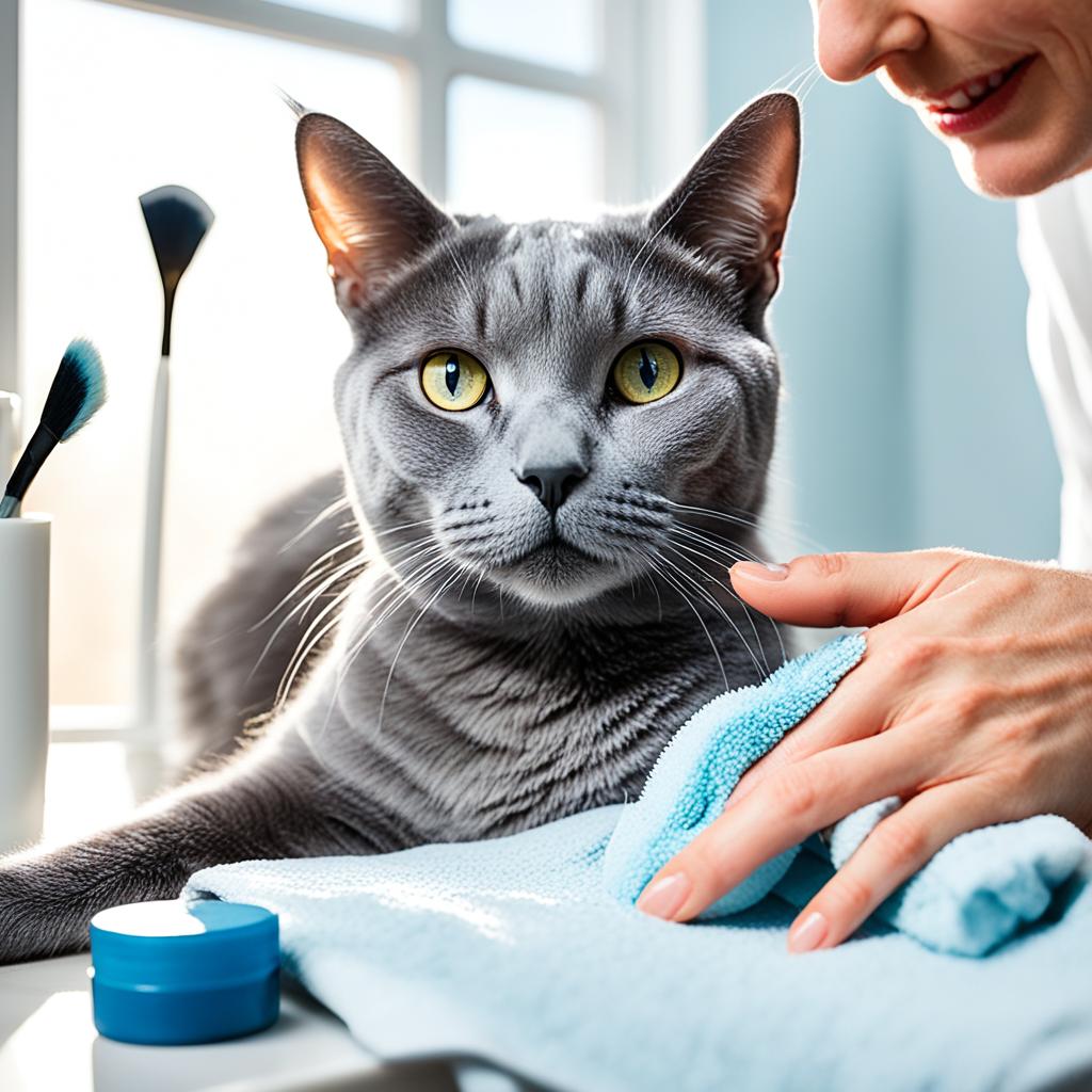 Russian Blue cat skin care