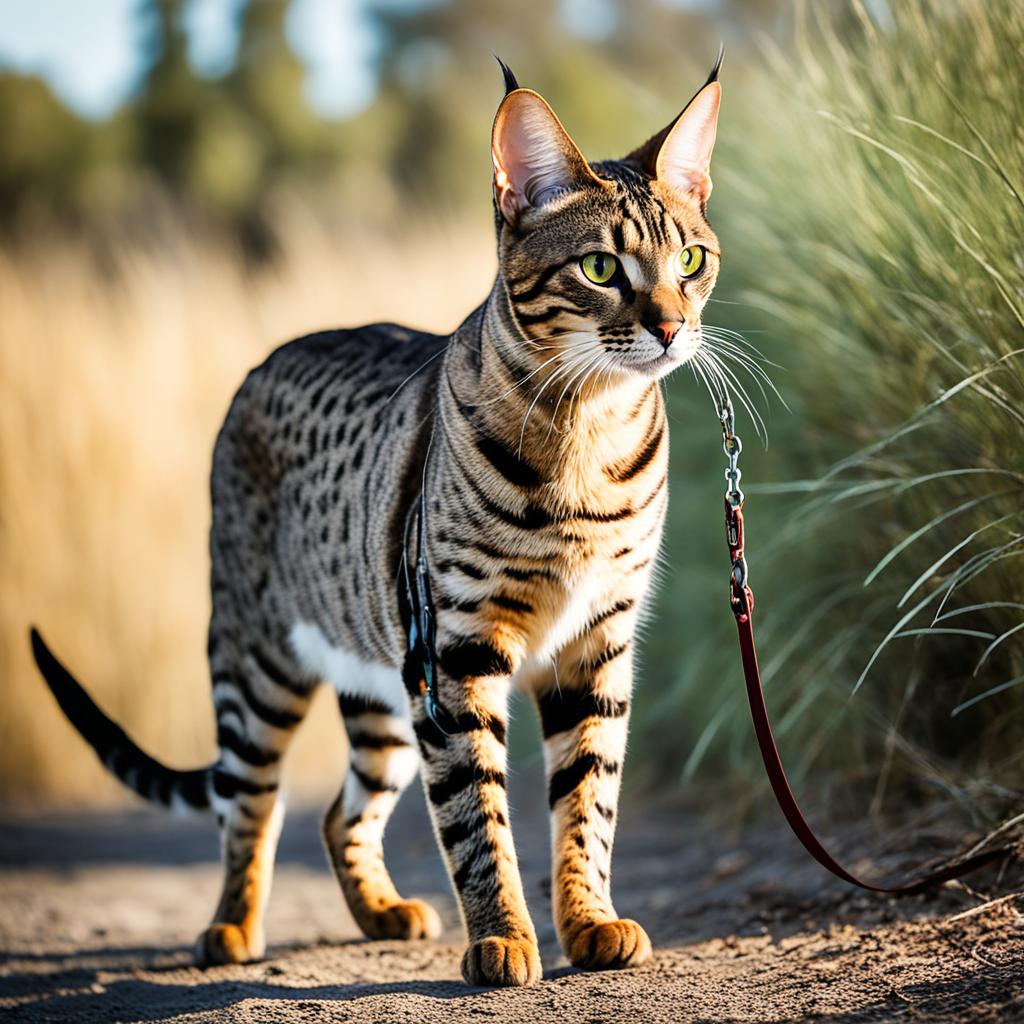 Savannah Cat leash training