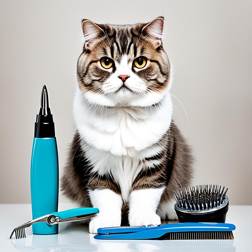 Scottish Fold cat grooming tools